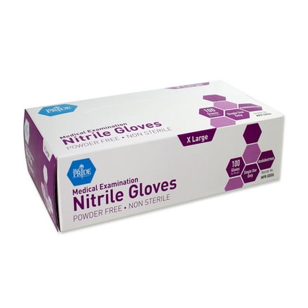 MedPride Nitrile Exam Gloves, Powder Free, X-Large, Box of 100