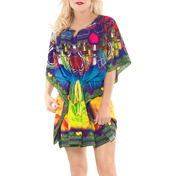 HAPPY BAY Women's Plus Size Bathing Suit Coverup Kimono 2X3X Peacock