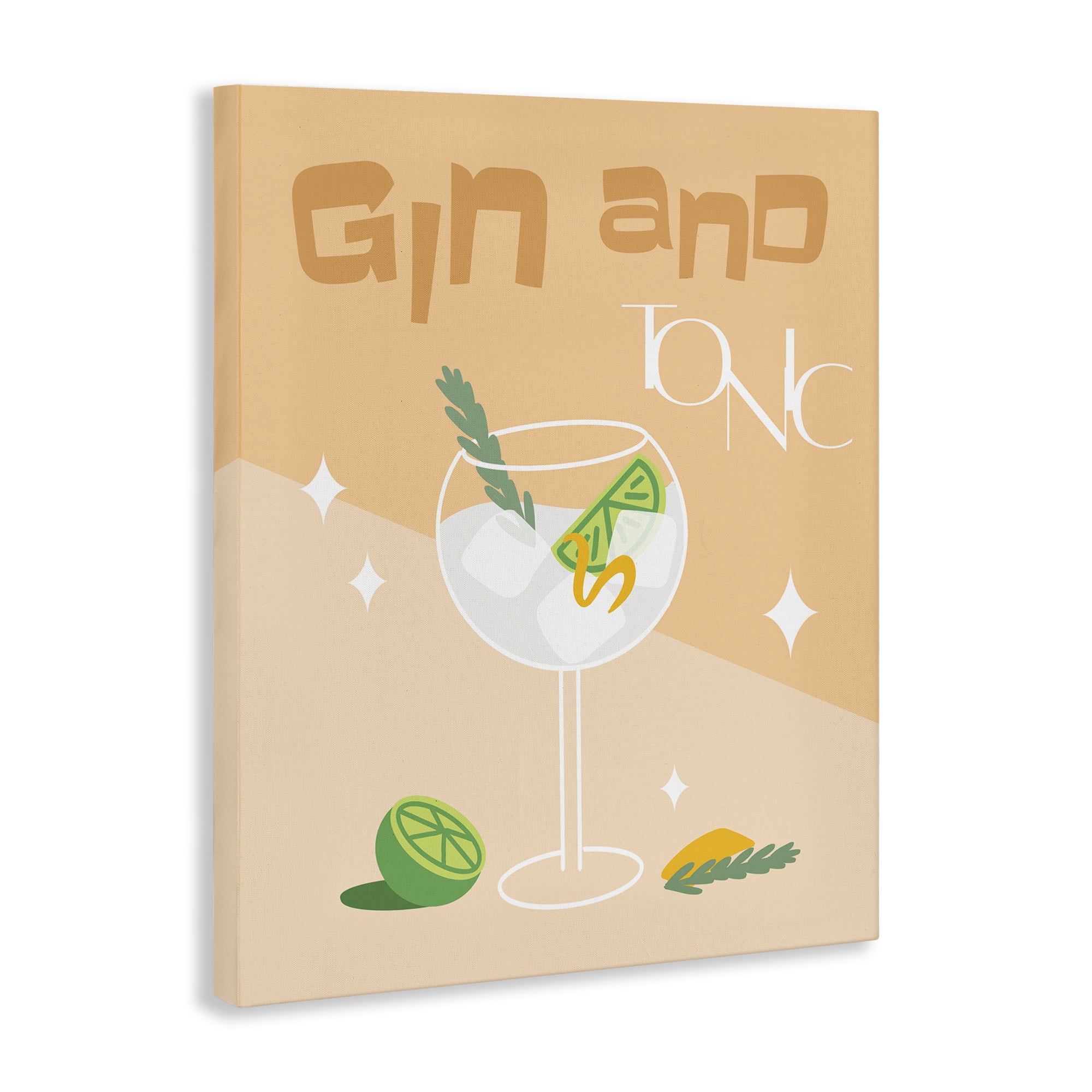 Stupell Industries Gin & Tonic Typography Food & Beverage Painting Wrapped Canvas Art Print Wall Art, 24 x 30
