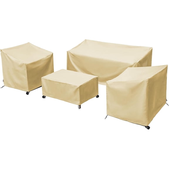 Patio Furniture Covers,Outdoor Furniture Cover Waterproof,Patio Furniture Set Covers for 4 Piece Outdoor Conversation Set,Patio Covers Set X-Large (Beige)
