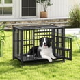 thumbnail image 4 of Gymax Foldable Heavy-Duty Metal Dog Cage w/ Lockable Universal Wheels 3 Lockable Doors, 4 of 10