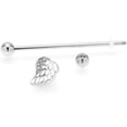 thumbnail image 2 of Body Candy Womens 14G Stainless Steel Helix Cartilage Earring Heavenly Heart Angel Wings White Industrial Barbell 1 1/2", 2 of 4