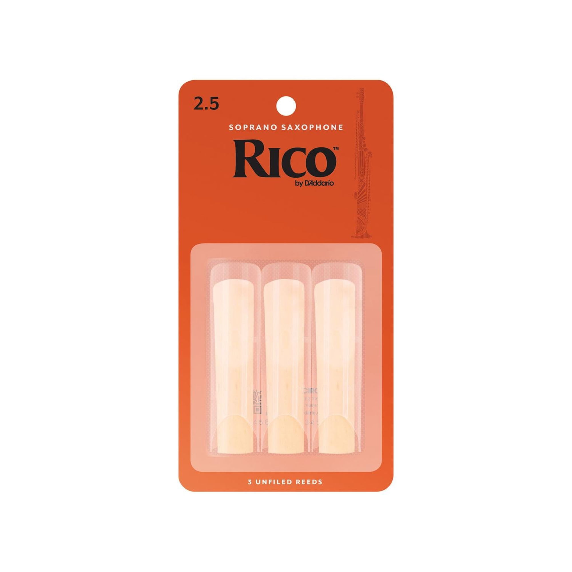 Rico by D'Addario Soprano Sax Reeds, Strength 2.5, 3-pack