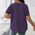 thumbnail image 4 of Fartey Women's Plus Size Summer Tops = Ribbed Knit Short Sleeve Shirts Dressy Casual V Neck Tunic Tops Slim Fit Going Out Blouses Purple XXL, 4 of 7