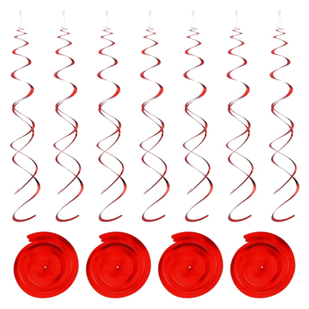 30uds Rojo Fiesta Colgante Doble Tira Colgante Decoraciones Plástico Techo Serpentinas Fiesta Decoraciones para Cumpleaños Fiesta con Colgar Etiqueta Gancho