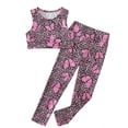 thumbnail image 3 of BOOMNY Girls Yoga Outfit Set 2 Peice Workout Clothes Set for Girl Sleeveless Leoaprd Tops Pants Cozy Kids Athletic Clothing, 3 of 3