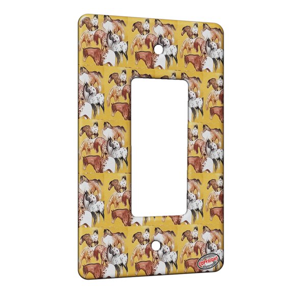 KuzmarK™ 1 Gang Rocker Wall Plate - Appaloosa Horses Seeing Spots Horse Modern Art by Denise Every