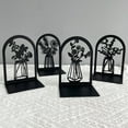 thumbnail image 4 of Bookshelf Book Ends Hollow Flower Carved Pattern Vase Bookends L-Shaped Design Anti-Slip Book Holder, 4 of 8