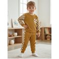 thumbnail image 5 of BemeyourBBs Toddler Baby Boy Girl Spring Fall Winter Outfits Waffle Knit Checkerboard Patchwork Long Sleeve Crewneck Pullover Swetshirt Top Jogger Pants Set 2pcs Sweatsuit Clothes, 5 of 9