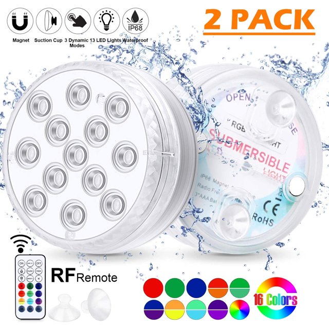 Underwater Light, Waterproof Led Light, Multicolored Rgb-13 Led Beads With Rf Remote Control, Pool Lamp (2 Pcs)