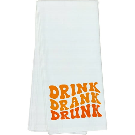 

Drink Drank Drunk Drinking Themed Groovy Retro Wavy Text Merch Gift Dish Towel 16 x 25 IN