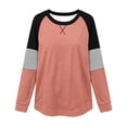 thumbnail image 6 of Yourumao Womens Crewneck Sweatshirts Color Block Lightweight Sweatshirt Striped Long Sleeve Plus Size Pullover Tops for Outdoor, 6 of 6