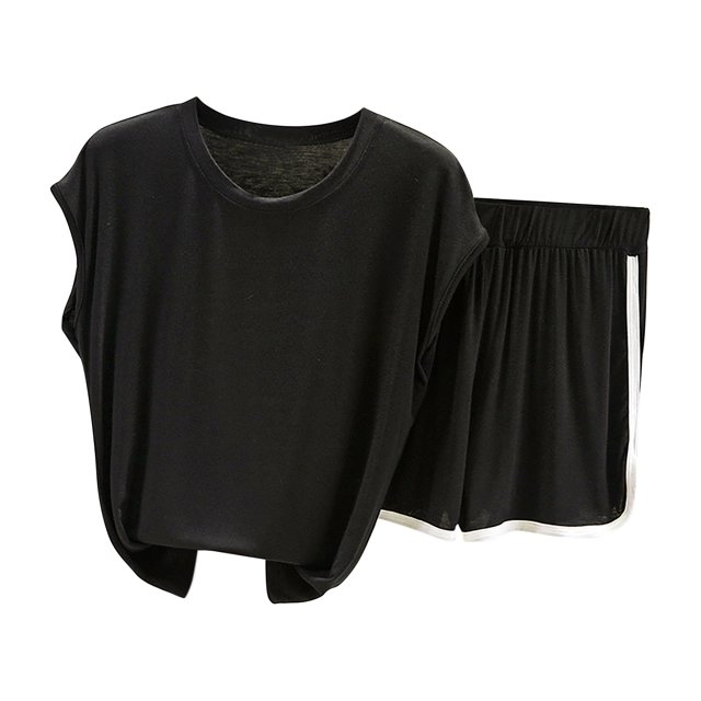 Besolor Ensemble Estival 2 Pcs pour Femme, Décontracté, Col Ras du Cou, Débardeur Sans Manches et Short, Ensemble de Détente, Survêtement