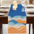 thumbnail image 3 of Table Runners 36 Inches Long Dress Scarves, Orange Blue Ocean Waves Farmhouse Kitchen/Dining Table Runner, Short Coffee Tablerunners, Summer Beach Coastal Abstract 13x36 Inch, 3 of 9