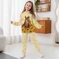 thumbnail image 3 of Uorisanigo 2 Pack Graphic Printed Long Sleeve Pullover Hoodie Sweatshirt and Jogger Pants Outfit Set Fall Winter Kids Clothes for Boys Girls, Sunflower Western Horse, 3 of 7