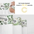 thumbnail image 3 of No Hook Shower Curtain with Snap in Liner, Spring Summer Succulent Eucalyptus Leaves Waterproof Fabric Bathroom Curtain Mesh Top Window, Sage Green White Shower Curtains 48x72in, 3 of 9