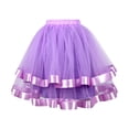 thumbnail image 2 of FAOWME Women's Skirt Elastic Waist Color Block Comfortable Fashion Mesh Tutu Dancing Skirts For Stage Performance Party Celebration,Purple,One Size, 2 of 3