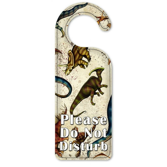 Do Not Disturb Door Knob Hanger Sign - Dinosaur Toss - Image by Dan Morris