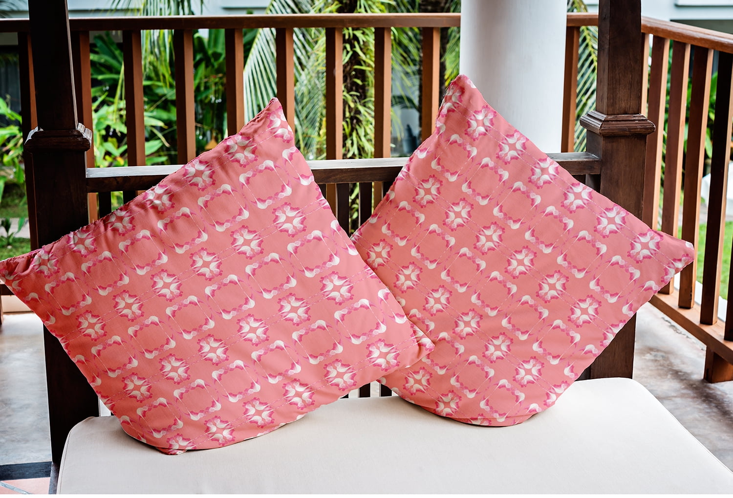 20"x20" Simply Daisy Summer Picnic Poly Indoor/Outdoor Pillow, Pink Qty 1