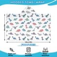 thumbnail image 2 of Colorful Dinosaur Assortment Pattern Hooded Bath Towel，60"x35" for Ages 3 To 12 Kids, Quick Dry Lightweight Soft Microfiber Hood Beach Towel Cover Up for Kids, 2 of 7