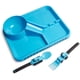 thumbnail image 1 of Juego de comedor Dinneractive para niños - Utensilios y platos para niños pequeños con temática de construcción de 3 piezas - Tenedores y cucharas para niños pequeños - Juego de platos para niños, 1 of 1