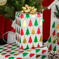 thumbnail image 3 of Christmas Tree Wrapping Paper Roll - Metallic Foil Shine Green, Gold, Red for Christmas, New Year - Mini Roll - 17 Inch x 33 Ft(46.8 sq.ft.ttl.), 3 of 15
