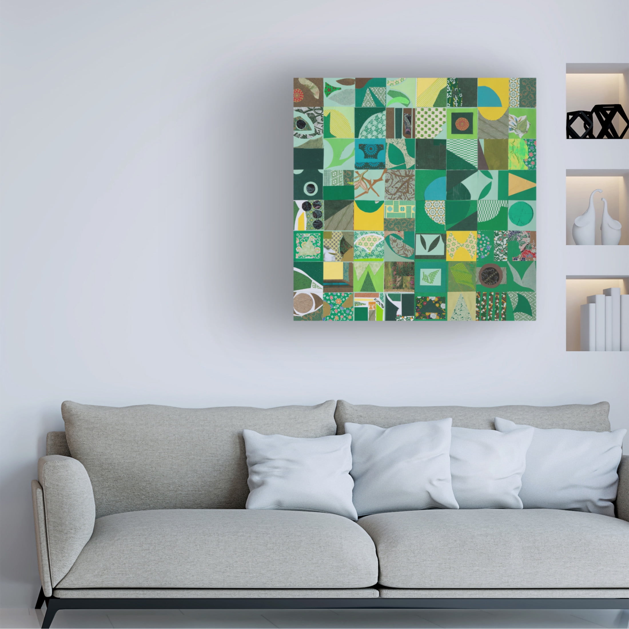 Trademark Fine Art Pamela Fingado  Green Squares Canvas Wall Art