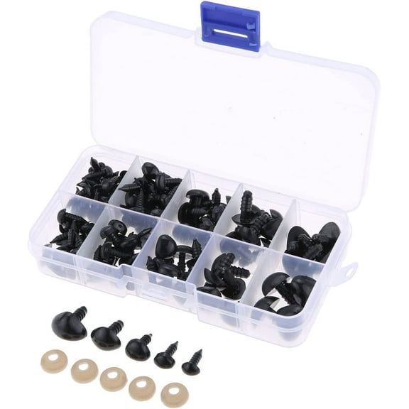 125PCS Plastic Safety Nose 5 Sizes Craft Triangle Nose for Stuffed Animals Doll Animal, Bear, Dog, Puppet DIY Making