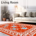 thumbnail image 2 of ODIKA 6x9 Machine Washable Non-Slip Area Rug, Winter Charm Frosted Motif Yarn Hook Embroidery Ultra Soft Rug, None, 626677, 2 of 7