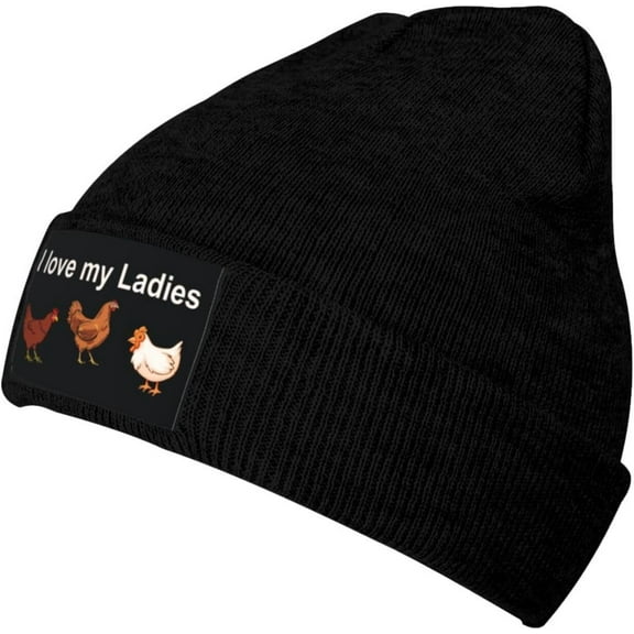 I Love My Ladies Chicken Beanie Hat Men Winter Warm Hat Women Knit Stocking Hat Slouchy Skull Cap Hedging Hat Black