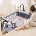 thumbnail image 5 of INFANS 5 in 1 Baby Bassinet with Playard, Larger Size Bedside Sleeper, Diaper Changer, Mattress for Newborn Toddlers, 5 of 9