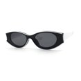 thumbnail image 1 of Womens Mod Concave Plastic Frame Oval Cat Eye Sunglasses Black White, 1 of 4