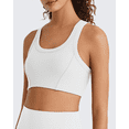 thumbnail image 2 of G4Free Ribbed Crewneck Sports Bras Padded for Women - Racerback Crop Tank Tops Workout Yoga Medium Impact, 2 of 7