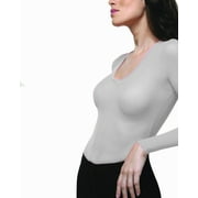 Lupo Second Skin Womens Long Sleeve Sheer See Through Mesh Top, White One-Size