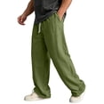 thumbnail image 4 of Afelkas Men's Relaxed Fit Casual Pants Drawstring Waist Lightweight Trousers for Daily Workwear and Easy Casual Weekend Outings Army Green,M, 4 of 7