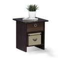 thumbnail image 6 of Furinno 10004DWN End Table & Night Stand Storage Shelf with Bin Drawer, Dark Walnut, 6 of 7