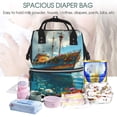 thumbnail image 5 of Pofeuu Floral Ship On Ocean Print Diaper Bag Backpack, Multifunction Travel Pack Maternity Baby Changing Bags, Large Capacity, Waterproof, 5 of 6