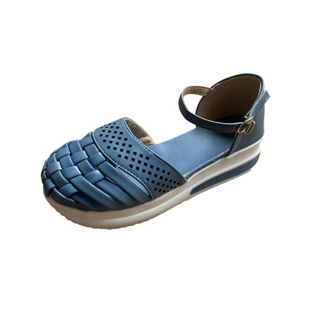 

Platform Sandals for Women Closed Toe Ankle Strap Casual Pumps Summer Vintage Hollow Out Thick Sole Fisherman Shoes