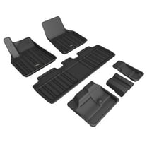 3D Maxpider 2021-2023 Fits Tesla Model Y 7 Seat 1st Row 2nd Row 3rd Row Elitect Carbon Fiber Embossed Pattern Floor Mat Black E1TL03601809