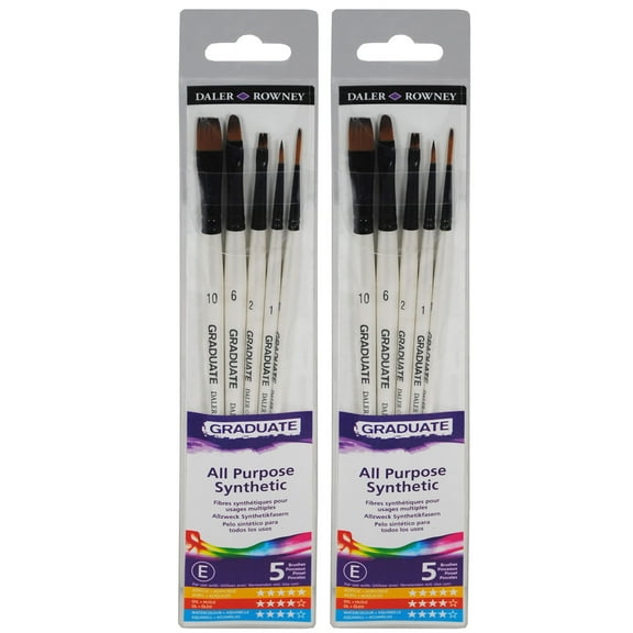 Daler-Rowney Graduate Classic Brush Set, Synthetic, 5 Pieces Per Set, 2 Sets