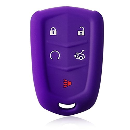 Dobrev 5 Buttons Silicone Case Protector Key Fob Cover Smart Car Remote Holder for Cadillac XT 5 ATS CT6 XTS SRX CTS ATS-L Escalade CTS 2016 2017 (Purple)