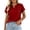 #0168-Red, variant on Womens Casual Tops Keyhole Notch V Neck Short Sleeve Raglan Shoulder Plain Short Sleeve Tops for Women Relaxed Fit Everyday Wear Comfortable Basic Tees for Women