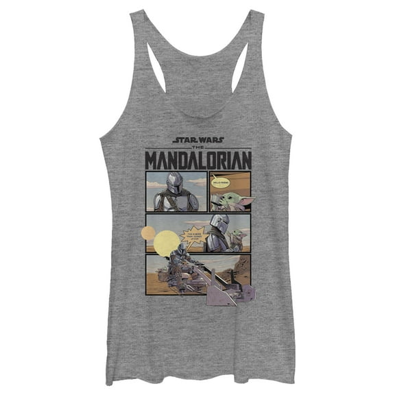 Women's Star Wars: The Mandalorian Rescue The Child Racerback Tank Top Gray Heather Medium