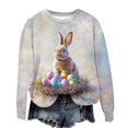 thumbnail image 2 of GA WEIHUA DealsHappy Easter Sweatshirt Women Raglan Long Sleeve Shirts 2025 Cute Bunny Rabbit Graphic Tees Pullover Fuuny Lightweight Shirts Tops(Purple,S), 2 of 4