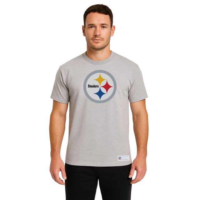 NFL Playera Aficionado Básica Pittsburgh Steelers Gris para Hombre, Talla Chica
