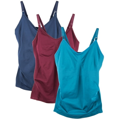 Caramel Cantina Women 3-Pack Maternity Cami Nursing Shelf Bra Long (Large  Winter)