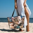 thumbnail image 6 of Daiia Playful Cat Beach Travel Bag - Water-Resistant Beach Bag, Lightweight Tote with 7 Pockets for Women and Men - Gym,Pool,Camping,Reusable Grocery Bag, 6 of 7