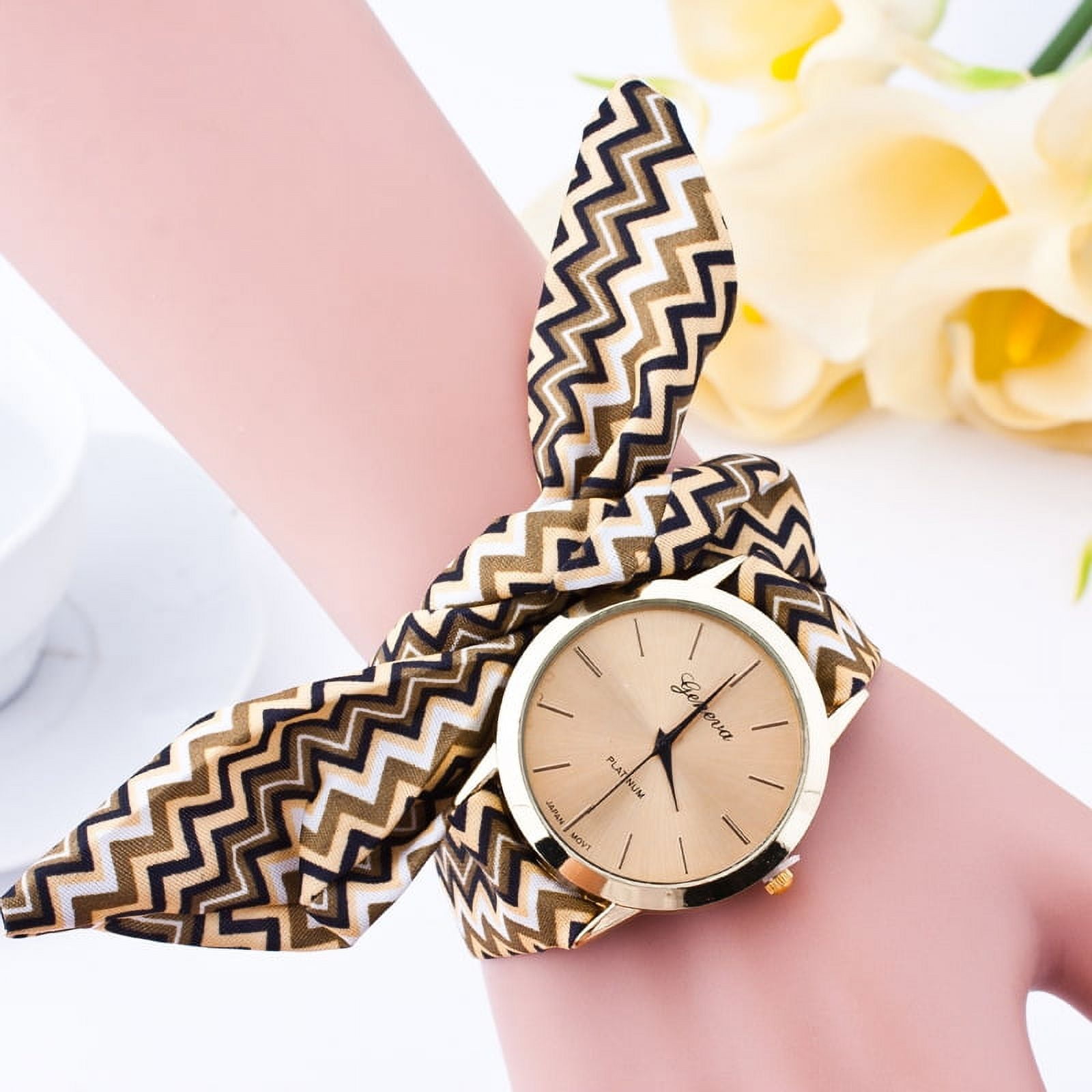 Fashion Women s Watches Striped Fabric Strap Quartz Bracelet Watch Women s Watch Not Waterproof Walmart