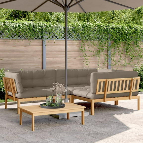 vidaXL 4 Piece Patio Pallet Sofa Set with Cushions Solid Wood Acacia