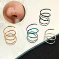 thumbnail image 6 of GKNET Double Spiral Ring Stainless Steel Tragus Ear Lip Silver Gold Nose Hoop Piercing-golden-0.8*10mm, 6 of 7